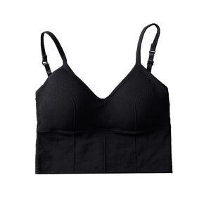 Seamless Padded V-Neck Bralette Scoop Back Sports Bra Crop Top Camisole Tank Top